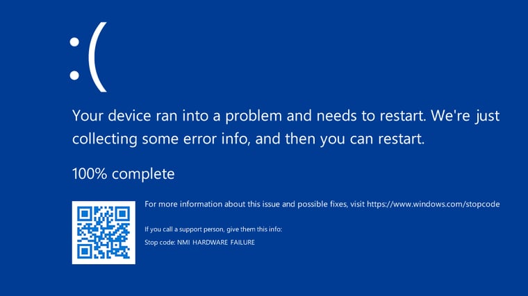 画面5　手元のVM（複数台）では、予期しない再起動の新しいエクスペリエンスではなく、従来のブルースクリーンのままだった