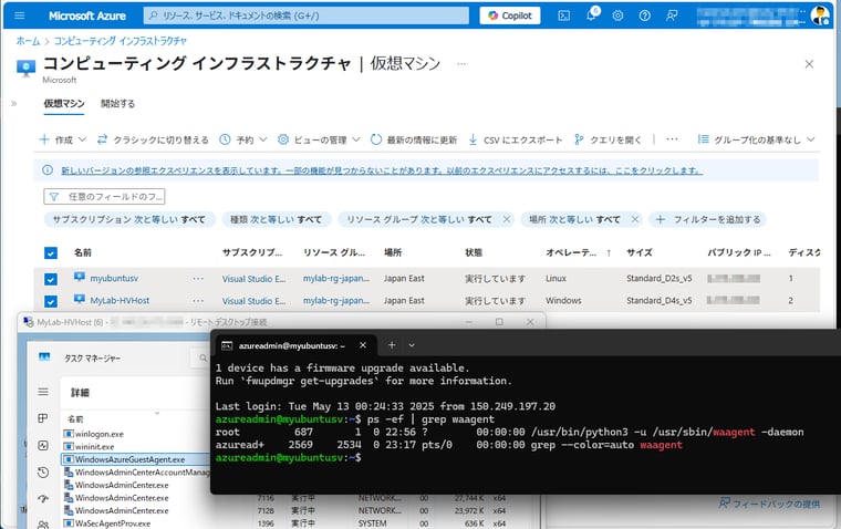 画面1　Azure Update Managerは、Azure標準のVMエージェント（WindowsAzureGuestAgent.exe、waagent）を介して、ゲストOSの更新を管理する。Azure上でVM（および拡張機能やアプリケーション）が問題なく動作しているのなら、VMエージェントのプロセスを改めて確認する必要はない