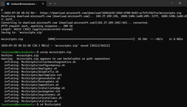 画面7　展開用パッケージ（mccscripts.zip）をダウンロードして、ZIPを展開する
