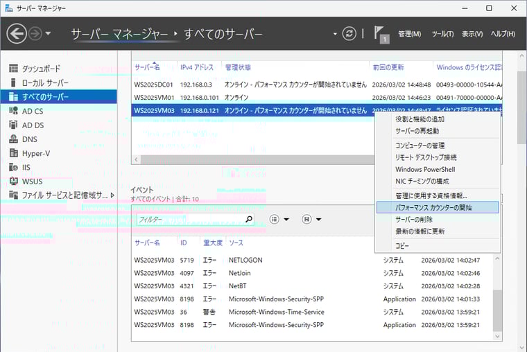  画面1　ローカルだけでなく、1台以上のリモートサーバーを一元管理できる、Windows Server標準のサーバーマネージャー