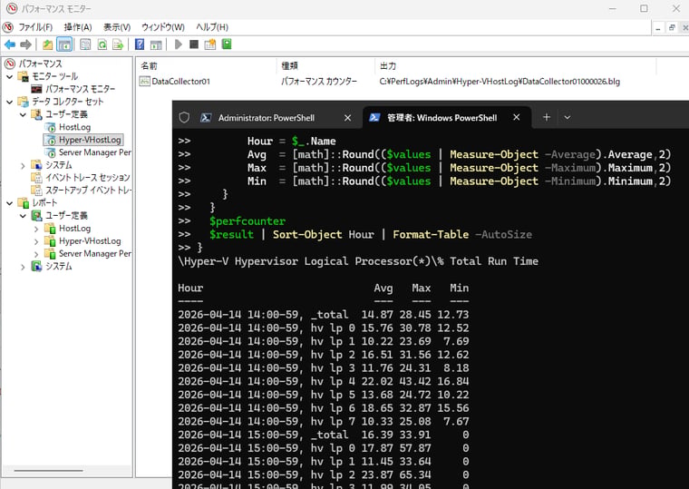 画面4 データコレクターセットのログをPowerShellで集計