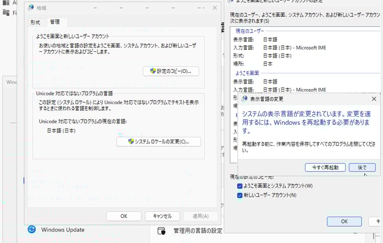 画面6　「ようこそ画面とシステムアカウント」と「新しいユーザーアカウント」の2つのチェックボックスを選択