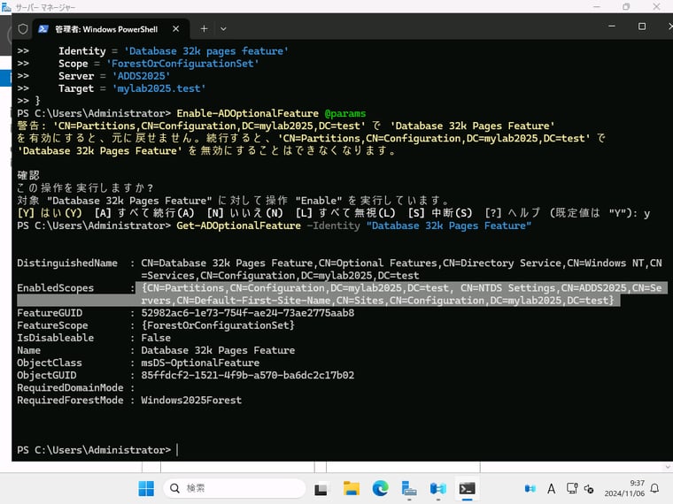 画面6　「Windows Server 2025」の新機能である32kページサイズを有効にする
