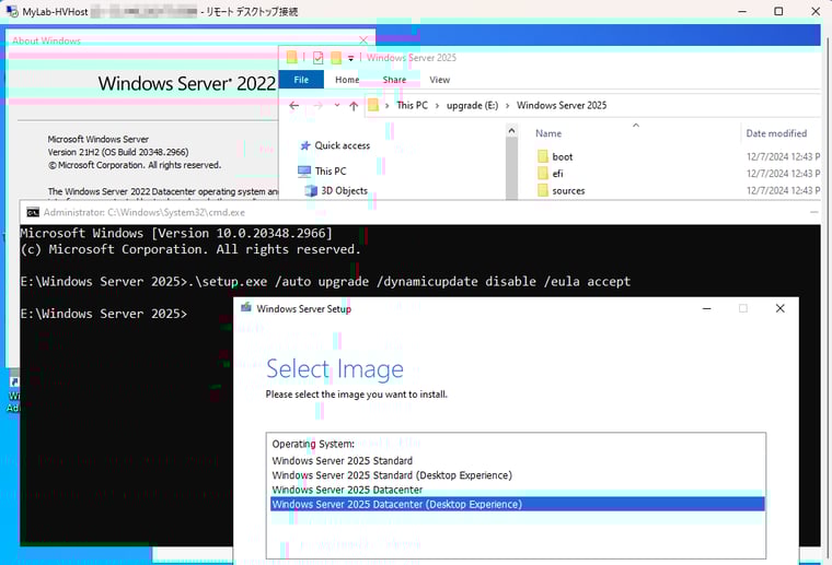 画面6　ドキュメントに書かれている「Setup.exe」のコマンドラインを実行して、イメージを選択する